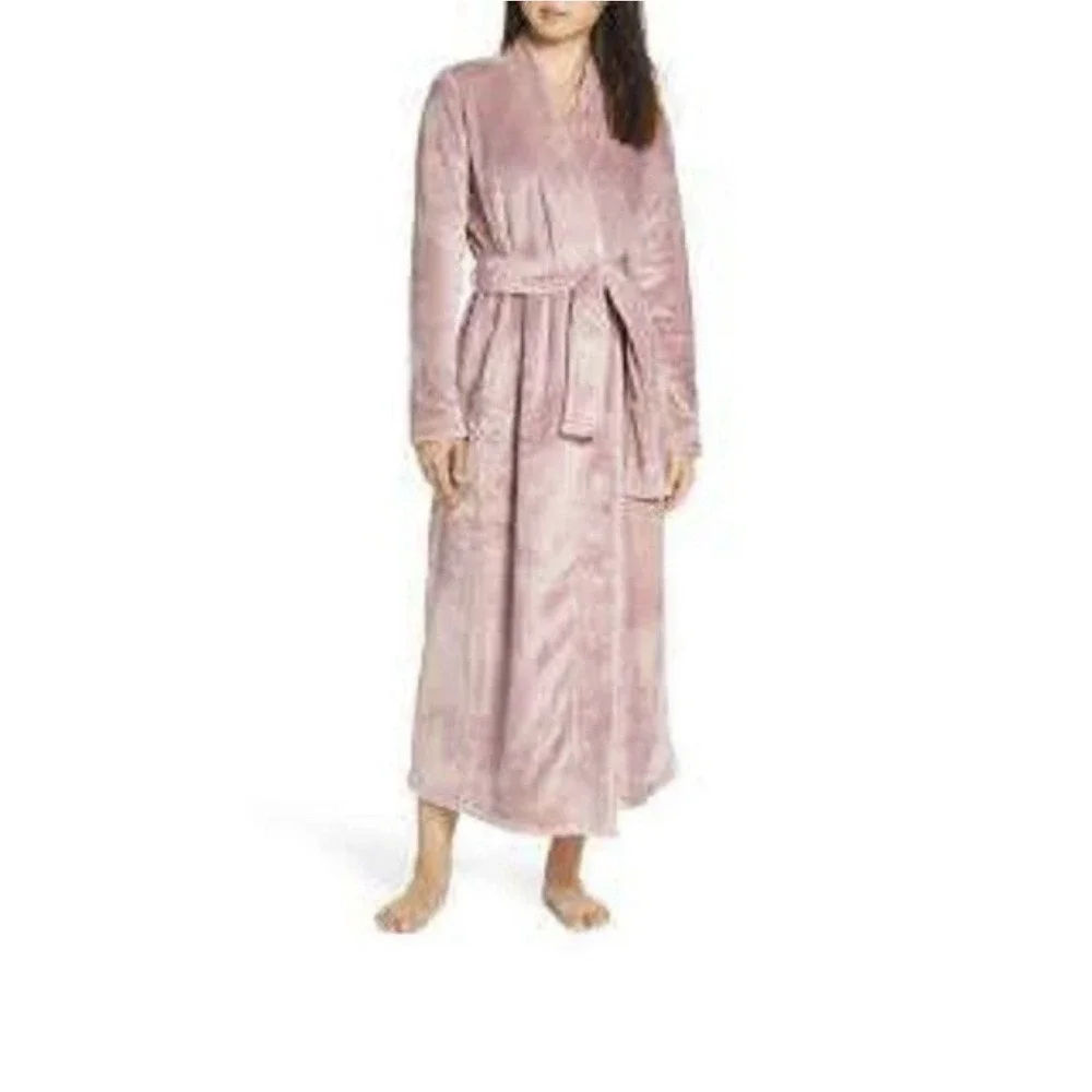 UGG Duffield II Plush Robe Womens S Dusty Rose Pink Fleece Long Bathrobe Luxury